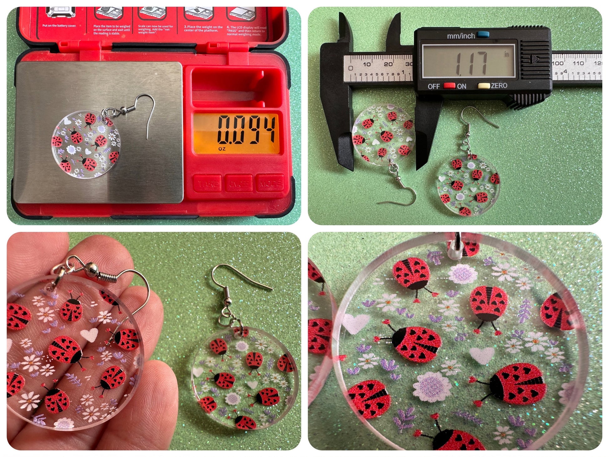 Ladybug Earrings: Laser Cut Acrylic Lady Birds, Ladybugs, Insects, Entomology, Ladybird, Summer Vibes, Cottage, Best Gifts for Her/Him/Them