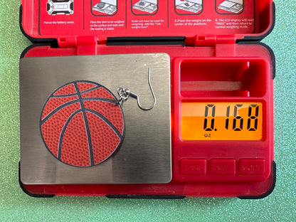 Large Basketball Earrings: Laser Cut Acrylic Basketball Print, Sports, NBA, PE Class, Sports Team, Sport Teams, Best Gifts for Her/Him/Them