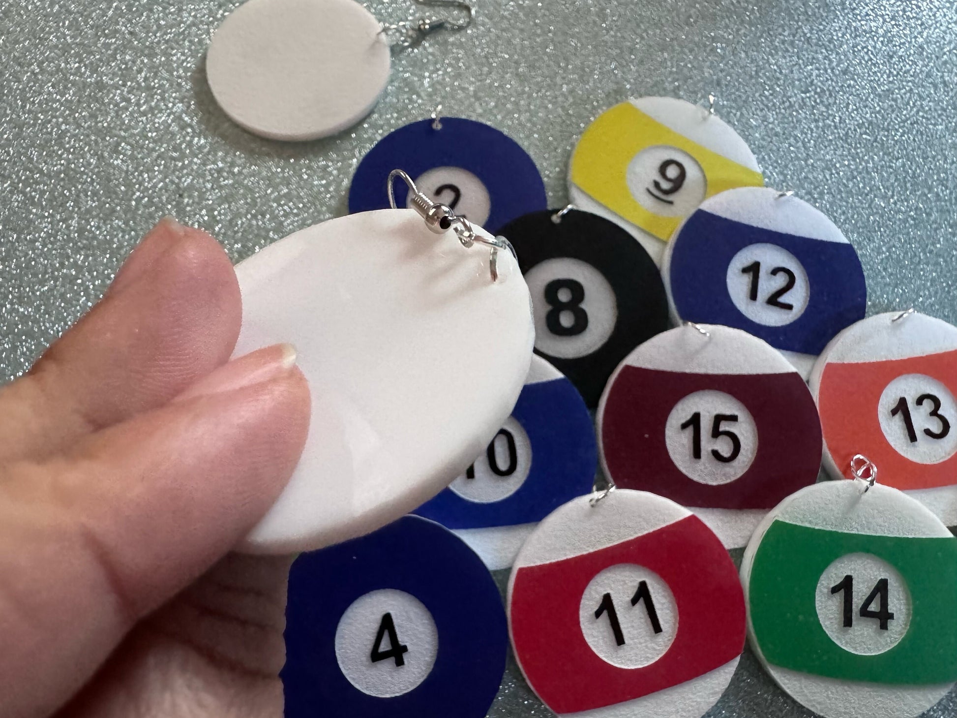 Large Billiard Ball Earrings: Laser Cut Acrylic Pool Balls, Pool Rack, Sports, Game Night, Eight Ball, Best Gifts for Her/Him/Them