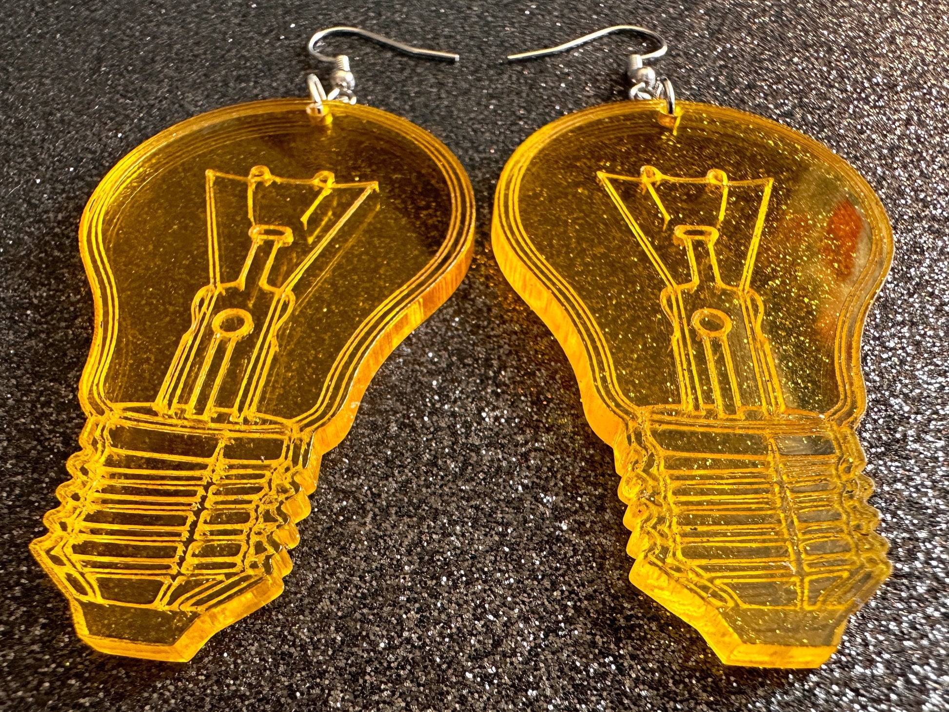 Large Idea Lightbulb Earrings: Laser Cut Acrylic Lightbulbs, Eureka, Motivational, Bright Light, Lamp, Gifts for Her/Him/Them