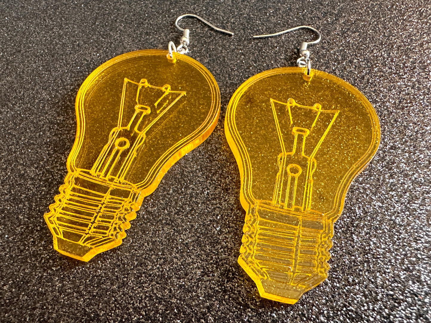 Large Idea Lightbulb Earrings: Laser Cut Acrylic Lightbulbs, Eureka, Motivational, Bright Light, Lamp, Gifts for Her/Him/Them