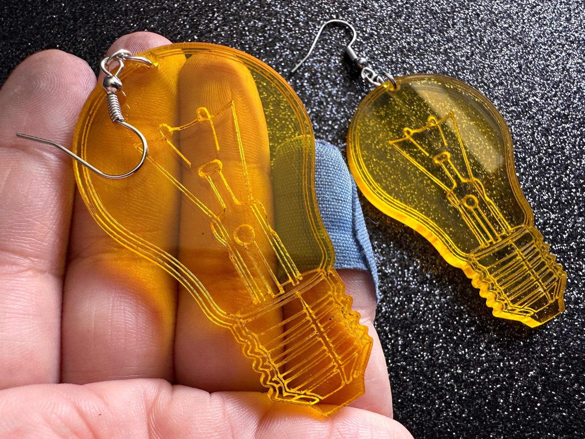 Large Idea Lightbulb Earrings: Laser Cut Acrylic Lightbulbs, Eureka, Motivational, Bright Light, Lamp, Gifts for Her/Him/Them