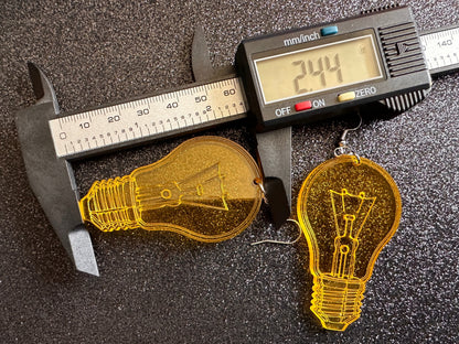 Large Idea Lightbulb Earrings: Laser Cut Acrylic Lightbulbs, Eureka, Motivational, Bright Light, Lamp, Gifts for Her/Him/Them