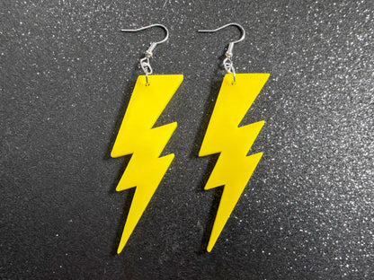 Large Lightning Earrings: Laser Cut Acrylic Lightning Bolts, Storm, Stormy Weather, Electric, Nature, Climate, Best Gifts for Her/Him/Them