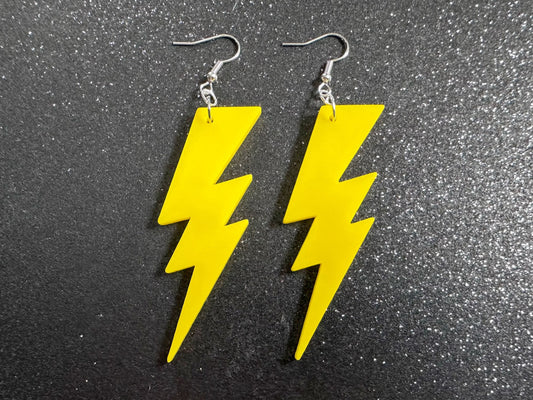 Large Lightning Earrings: Laser Cut Acrylic Lightning Bolts, Storm, Stormy Weather, Electric, Nature, Climate, Best Gifts for Her/Him/Them