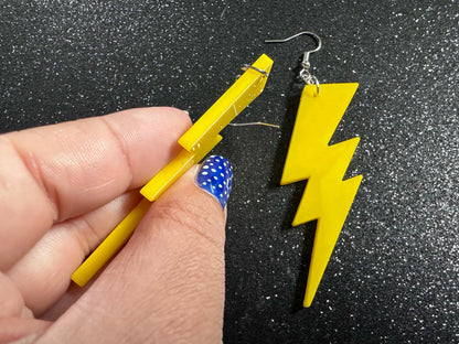 Large Lightning Earrings: Laser Cut Acrylic Lightning Bolts, Storm, Stormy Weather, Electric, Nature, Climate, Best Gifts for Her/Him/Them