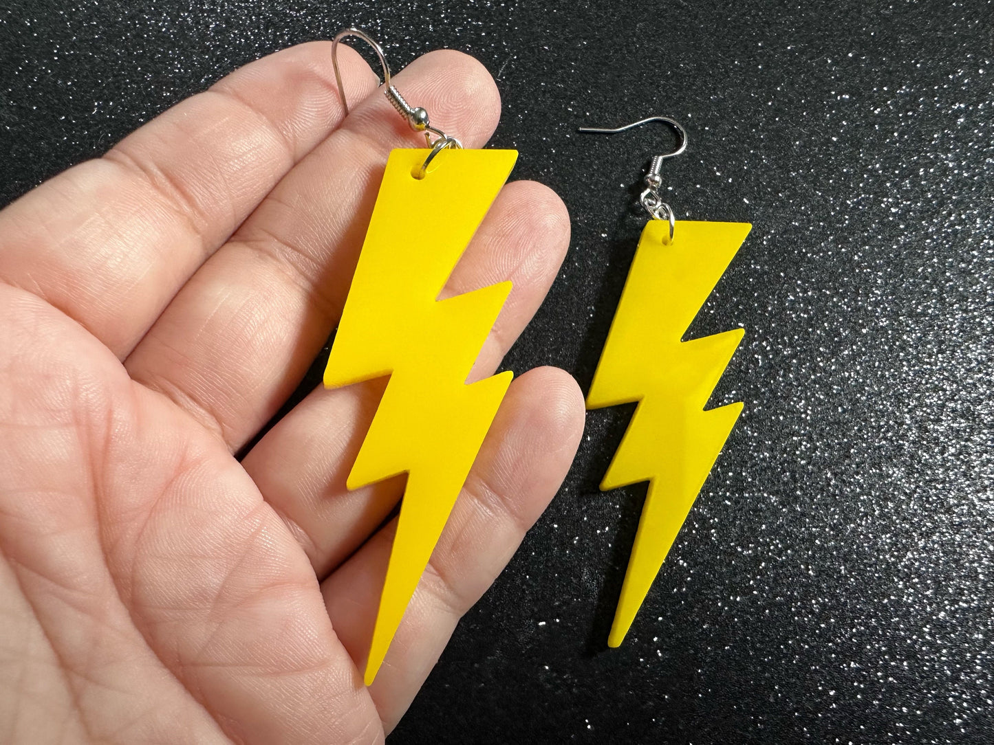 Large Lightning Earrings: Laser Cut Acrylic Lightning Bolts, Storm, Stormy Weather, Electric, Nature, Climate, Best Gifts for Her/Him/Them
