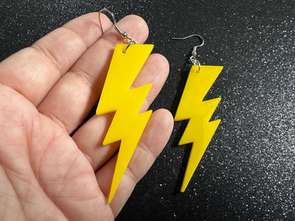 Large Lightning Earrings: Laser Cut Acrylic Lightning Bolts, Storm, Stormy Weather, Electric, Nature, Climate, Best Gifts for Her/Him/Them