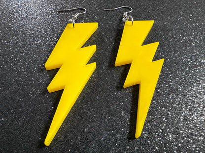 Large Lightning Earrings: Laser Cut Acrylic Lightning Bolts, Storm, Stormy Weather, Electric, Nature, Climate, Best Gifts for Her/Him/Them