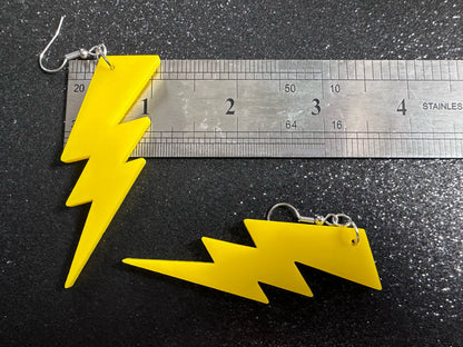 Large Lightning Earrings: Laser Cut Acrylic Lightning Bolts, Storm, Stormy Weather, Electric, Nature, Climate, Best Gifts for Her/Him/Them