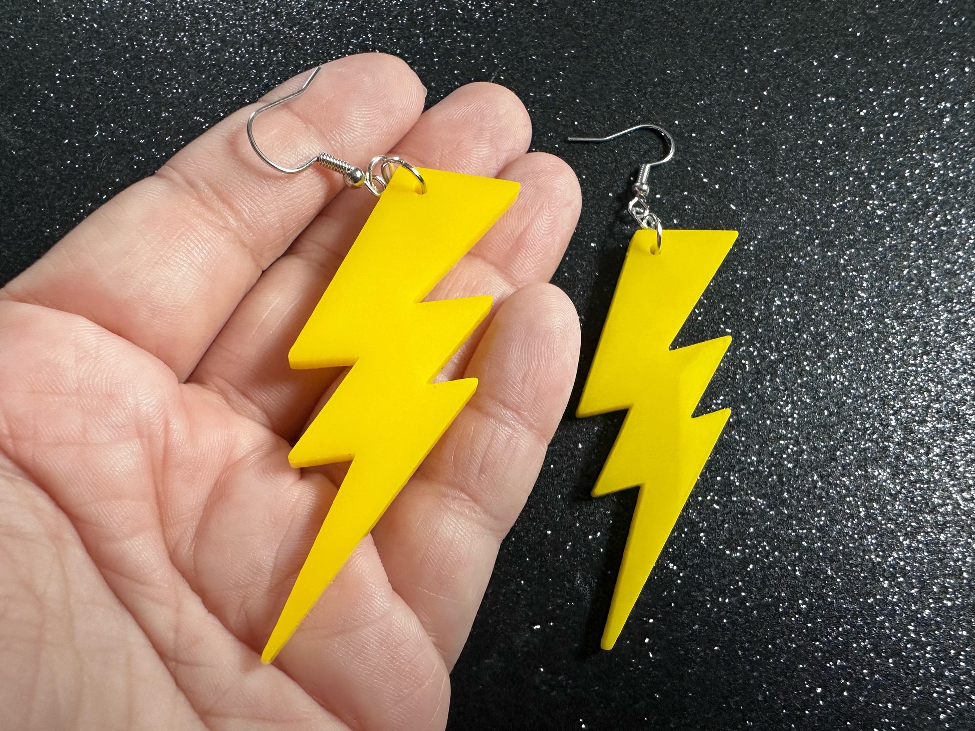 Large Lightning Earrings: Laser Cut Acrylic Lightning Bolts, Storm, Stormy Weather, Electric, Nature, Climate, Best Gifts for Her/Him/Them