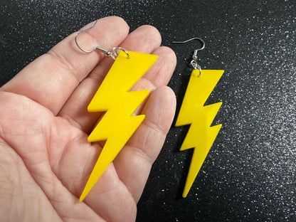 Large Lightning Earrings: Laser Cut Acrylic Lightning Bolts, Storm, Stormy Weather, Electric, Nature, Climate, Best Gifts for Her/Him/Them