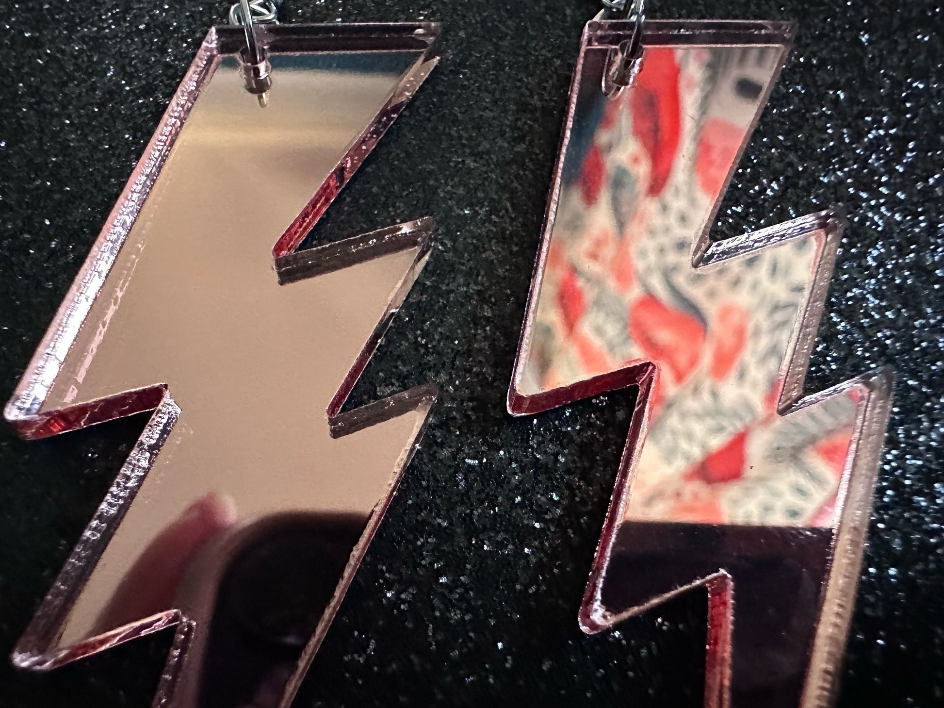 Large Mirror Lightning Earrings: Laser Cut Acrylic Lightning Bolt Earrings, Stormy Weather, Electric, Nature, Best Gifts for Her/Him/Them