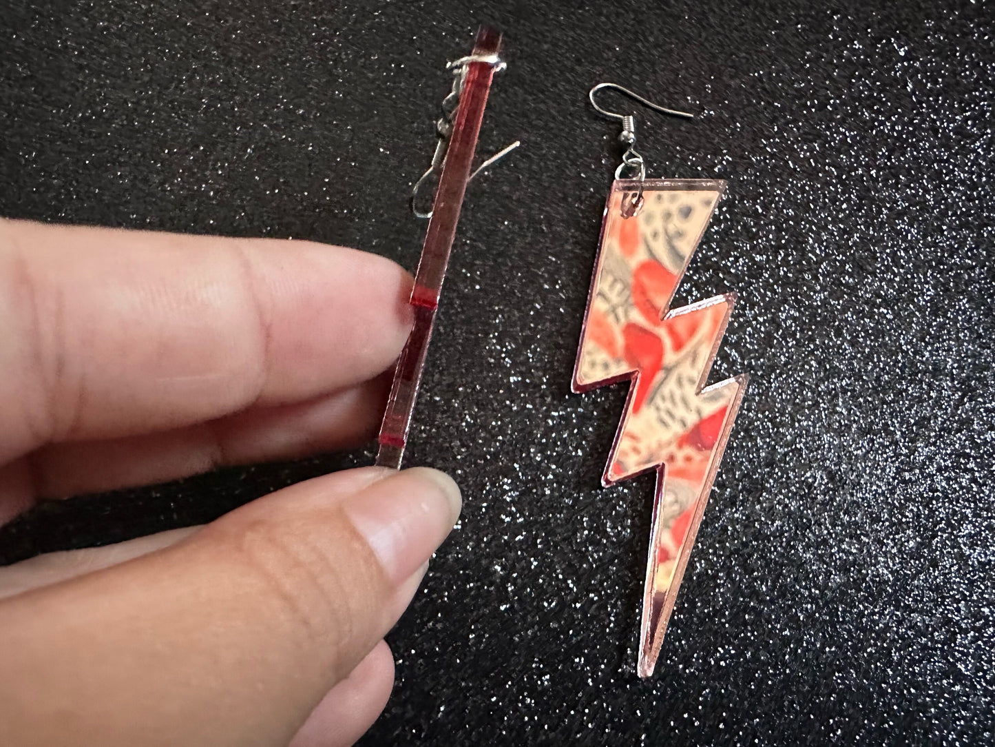 Large Mirror Lightning Earrings: Laser Cut Acrylic Lightning Bolt Earrings, Stormy Weather, Electric, Nature, Best Gifts for Her/Him/Them