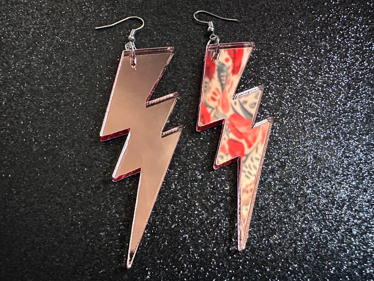 Large Mirror Lightning Earrings: Laser Cut Acrylic Lightning Bolt Earrings, Stormy Weather, Electric, Nature, Best Gifts for Her/Him/Them