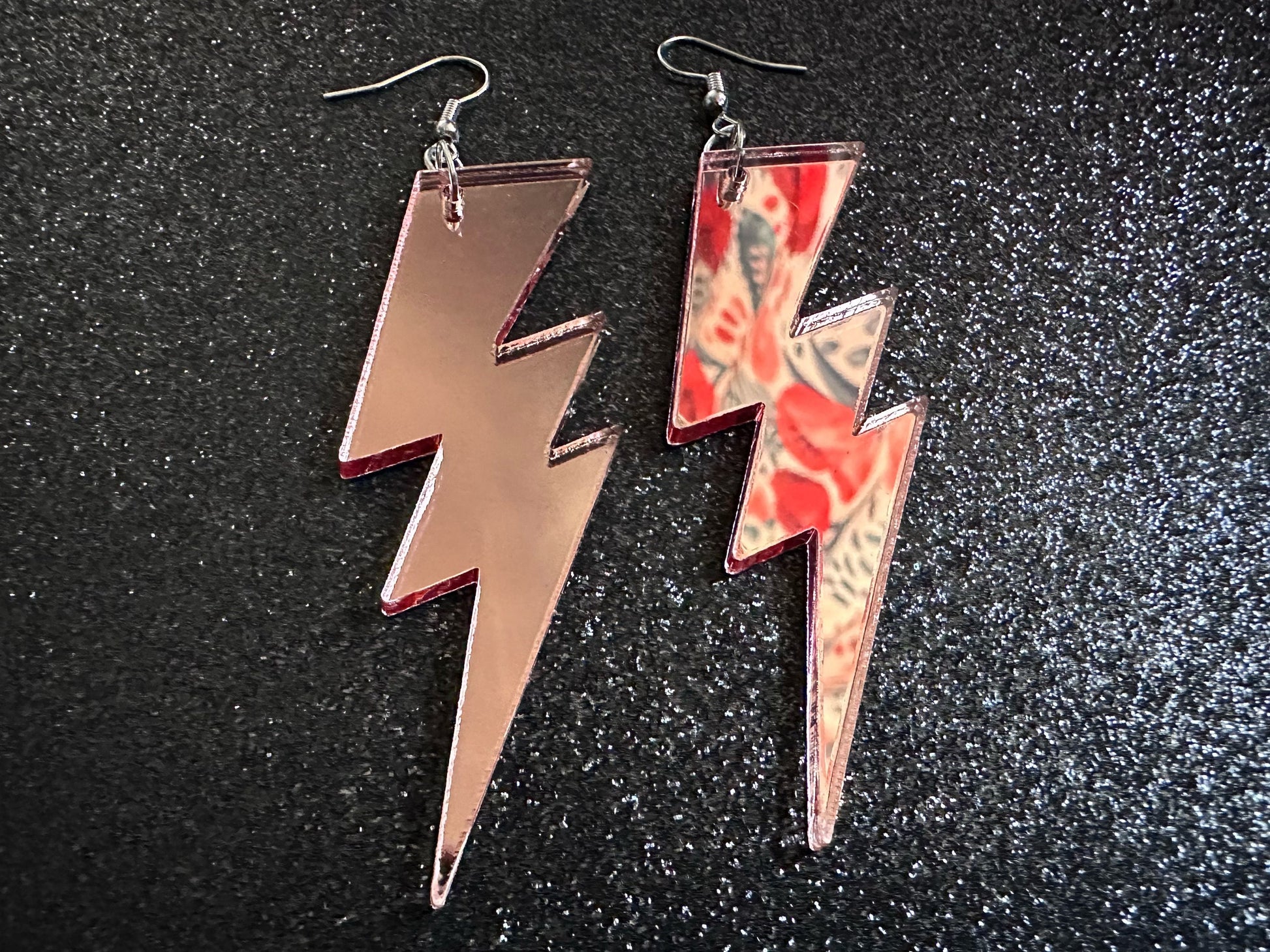 Large Mirror Lightning Earrings: Laser Cut Acrylic Lightning Bolt Earrings, Stormy Weather, Electric, Nature, Best Gifts for Her/Him/Them