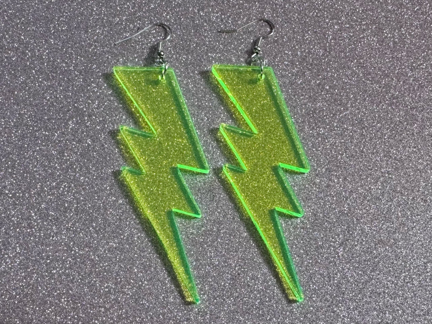 Large Neon Lightning Earrings: Laser Cut Acrylic Lightning Bolts, Storm, Stormy Weather, Electric, Climate, Best Gifts for Her/Him/Them