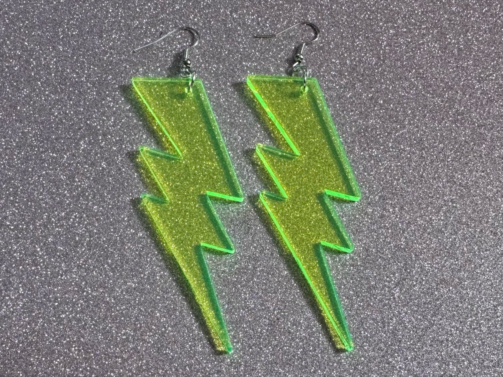 Large Neon Lightning Earrings: Laser Cut Acrylic Lightning Bolts, Storm, Stormy Weather, Electric, Climate, Best Gifts for Her/Him/Them
