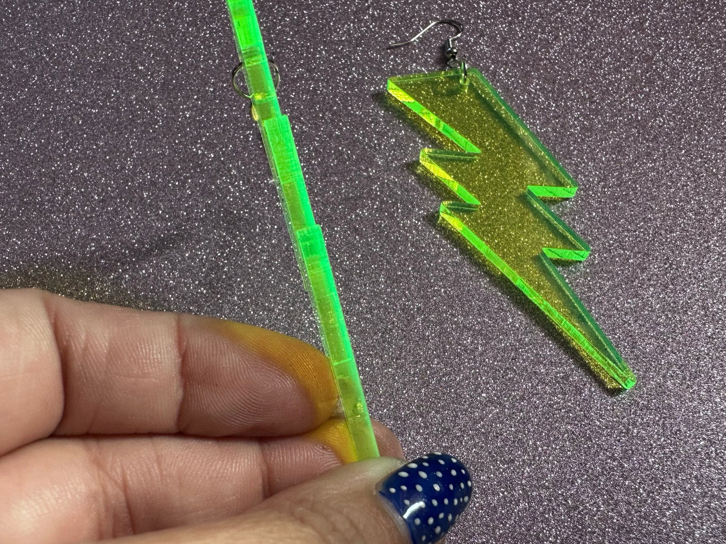 Large Neon Lightning Earrings: Laser Cut Acrylic Lightning Bolts, Storm, Stormy Weather, Electric, Climate, Best Gifts for Her/Him/Them