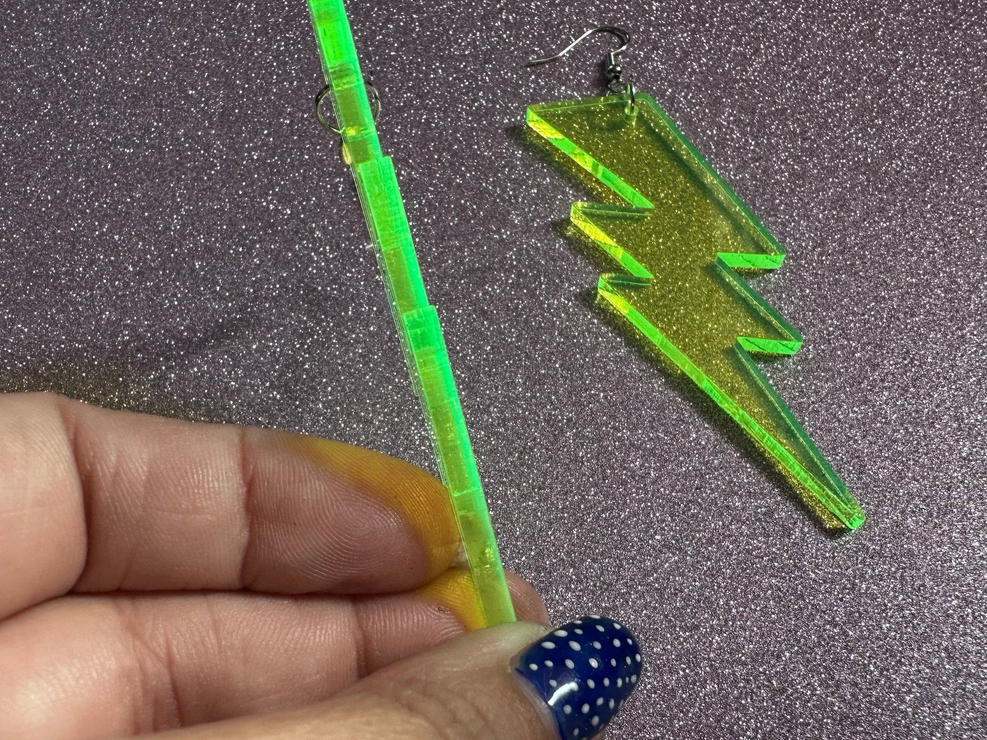 Large Neon Lightning Earrings: Laser Cut Acrylic Lightning Bolts, Storm, Stormy Weather, Electric, Climate, Best Gifts for Her/Him/Them