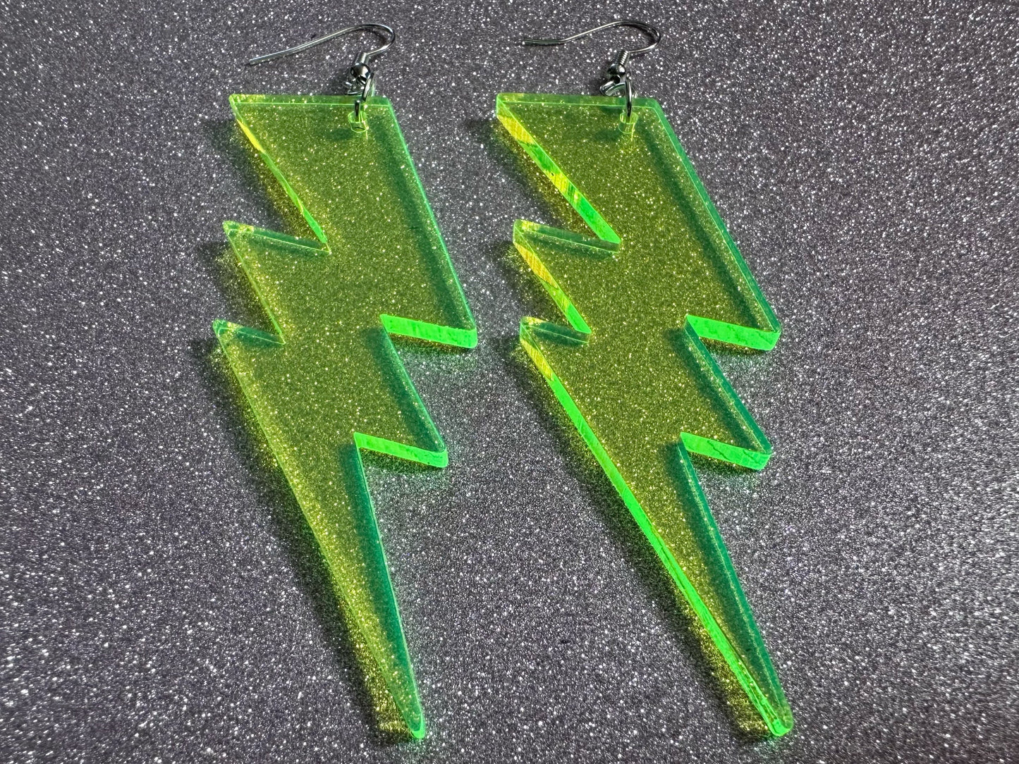 Large Neon Lightning Earrings: Laser Cut Acrylic Lightning Bolts, Storm, Stormy Weather, Electric, Climate, Best Gifts for Her/Him/Them