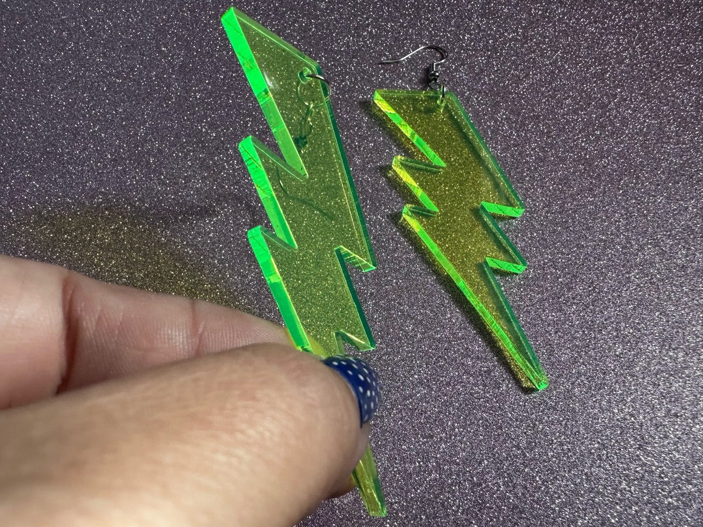 Large Neon Lightning Earrings: Laser Cut Acrylic Lightning Bolts, Storm, Stormy Weather, Electric, Climate, Best Gifts for Her/Him/Them