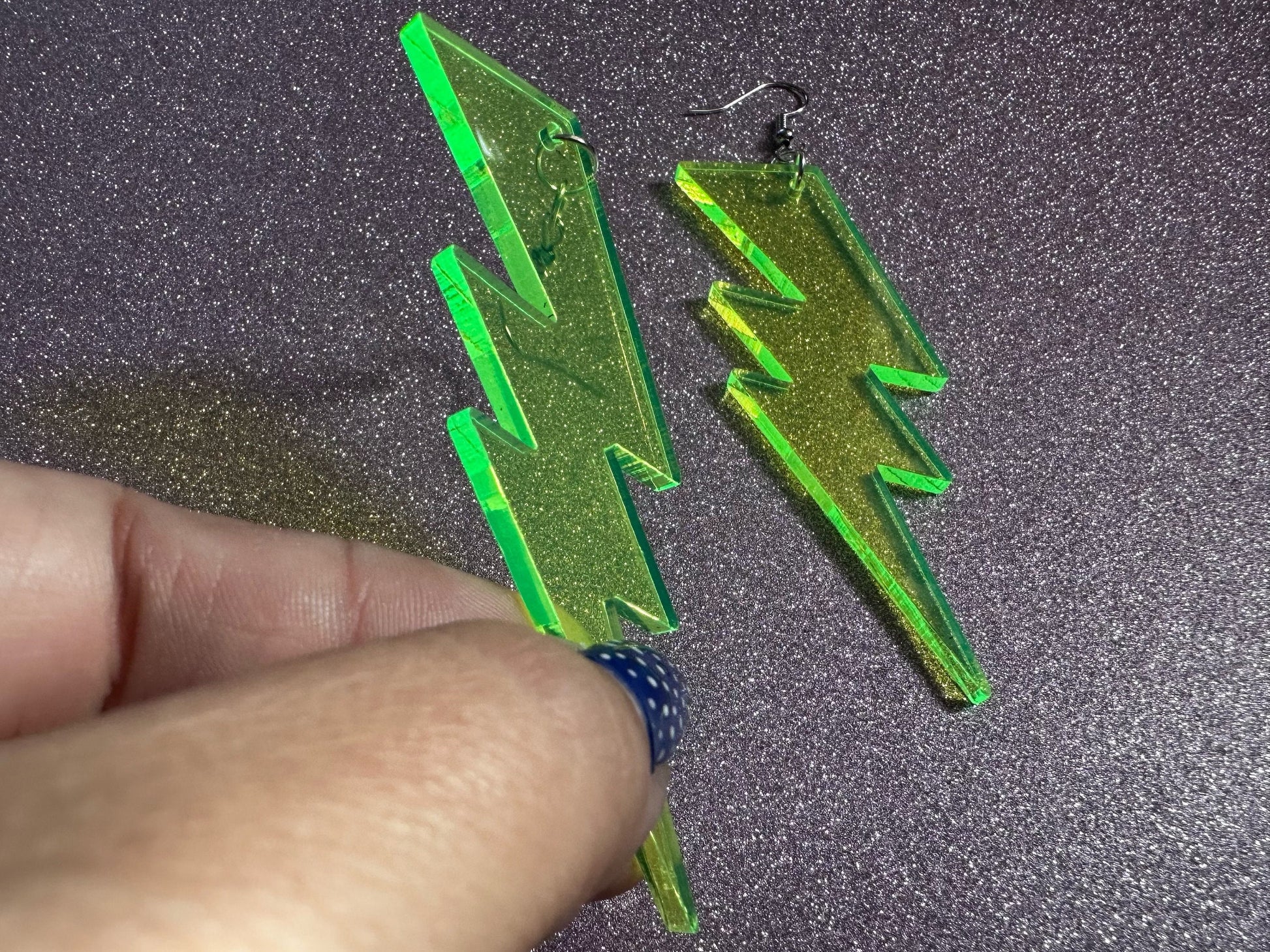 Large Neon Lightning Earrings: Laser Cut Acrylic Lightning Bolts, Storm, Stormy Weather, Electric, Climate, Best Gifts for Her/Him/Them