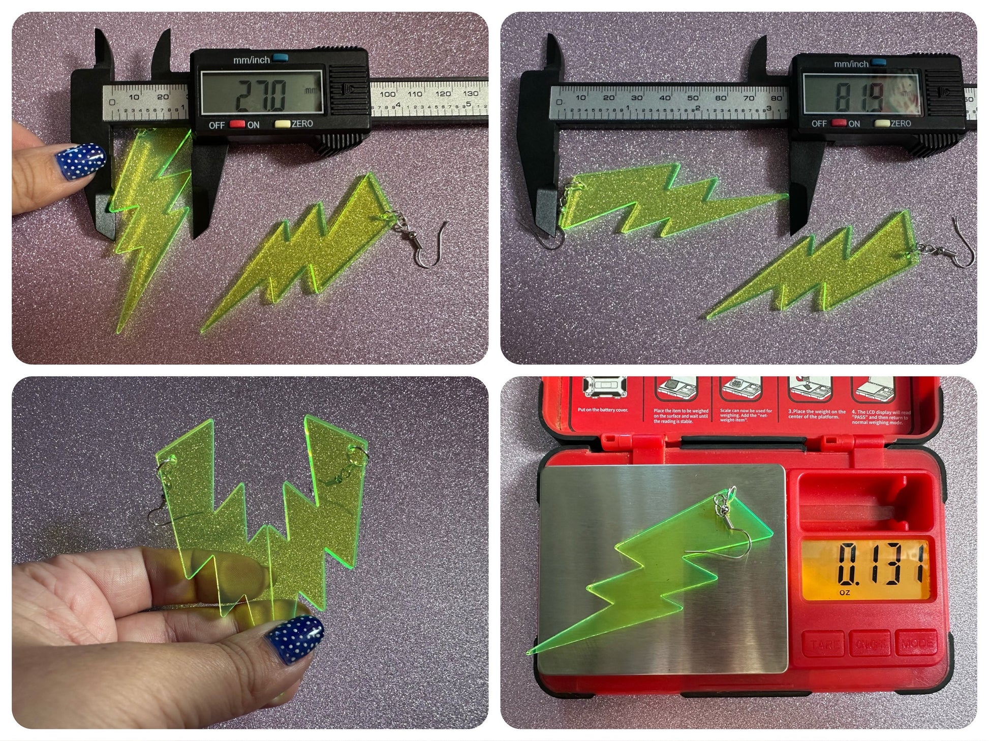 Large Neon Lightning Earrings: Laser Cut Acrylic Lightning Bolts, Storm, Stormy Weather, Electric, Climate, Best Gifts for Her/Him/Them
