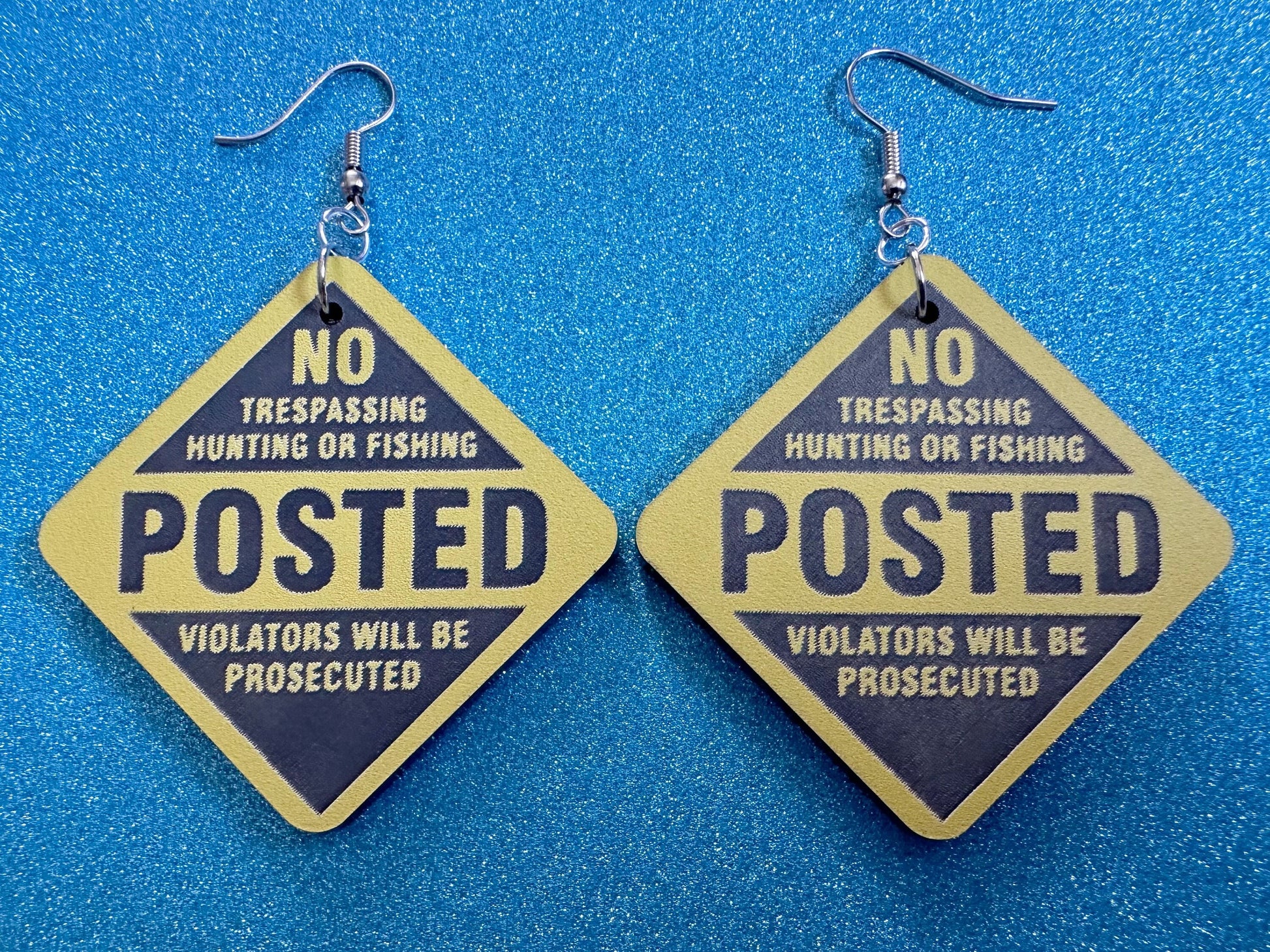 Large No Trespassing Earrings: Laser Cut Acrylic Signs, Privacy Earrings, Private Area, Posted Sign, Stay Out, Best Gifts for Her/Him/Them