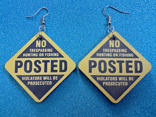 Large No Trespassing Earrings: Laser Cut Acrylic Signs, Privacy Earrings, Private Area, Posted Sign, Stay Out, Best Gifts for Her/Him/Them