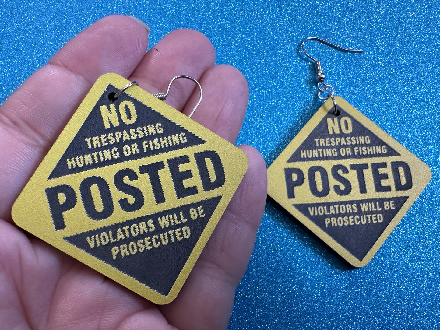 Large No Trespassing Earrings: Laser Cut Acrylic Signs, Privacy Earrings, Private Area, Posted Sign, Stay Out, Best Gifts for Her/Him/Them