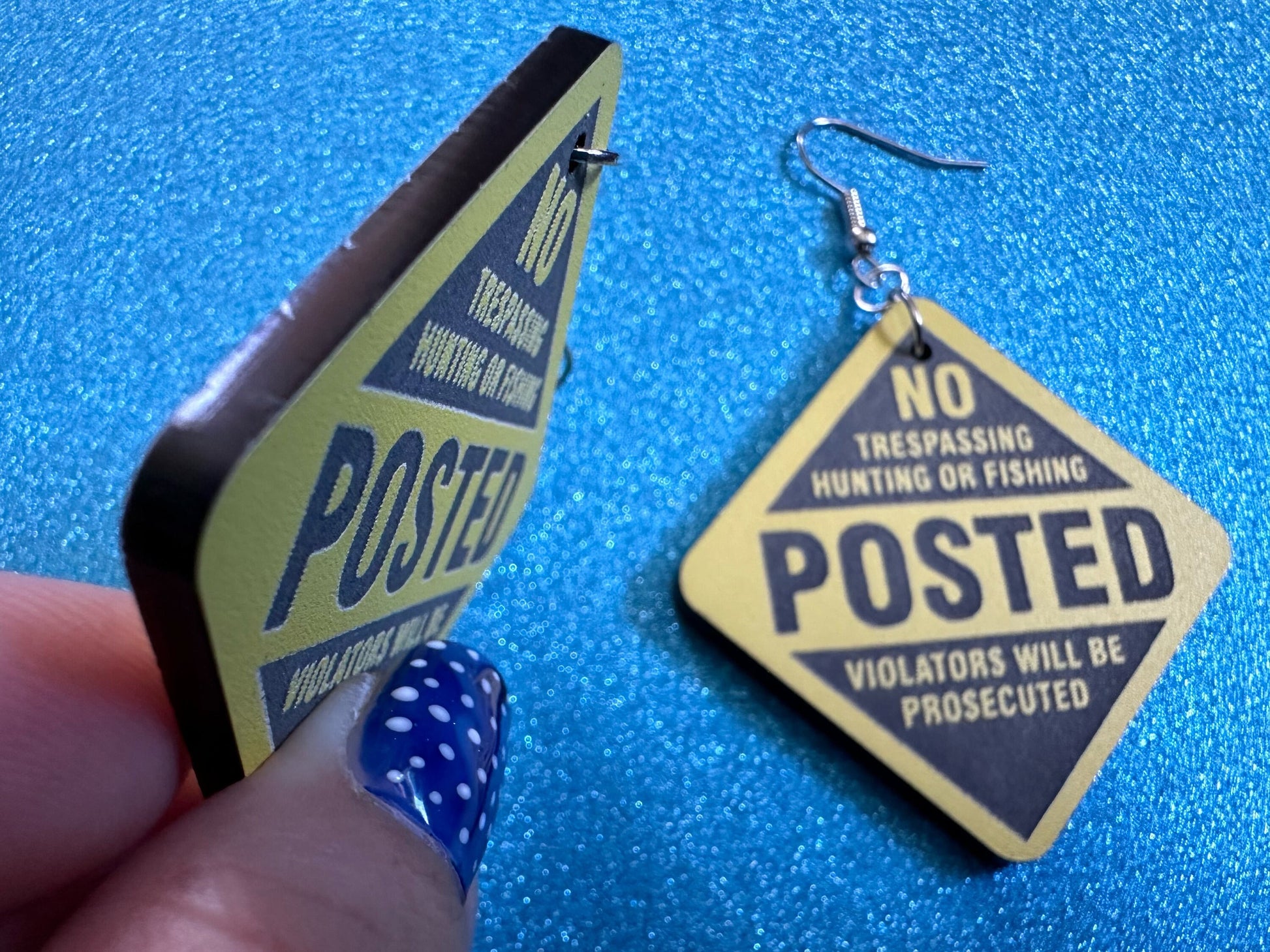 Large No Trespassing Earrings: Laser Cut Acrylic Signs, Privacy Earrings, Private Area, Posted Sign, Stay Out, Best Gifts for Her/Him/Them