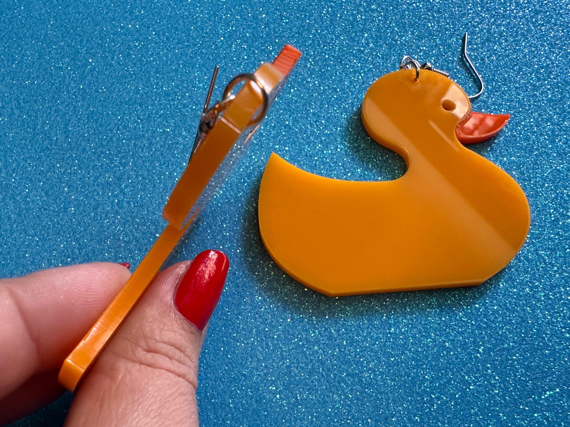 Large "Rubber Ducky" Earrings: Laser Cut Acrylic Ducks, Duck Earrings, Animals, Birds, Ducky, Duckies, Bath Time, Gifts for Her/Him/Them
