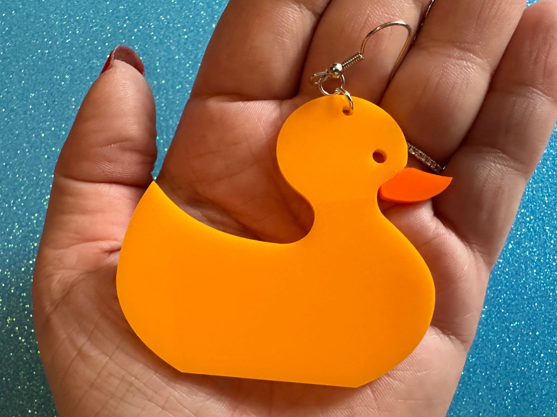 Large "Rubber Ducky" Earrings: Laser Cut Acrylic Ducks, Duck Earrings, Animals, Birds, Ducky, Duckies, Bath Time, Gifts for Her/Him/Them