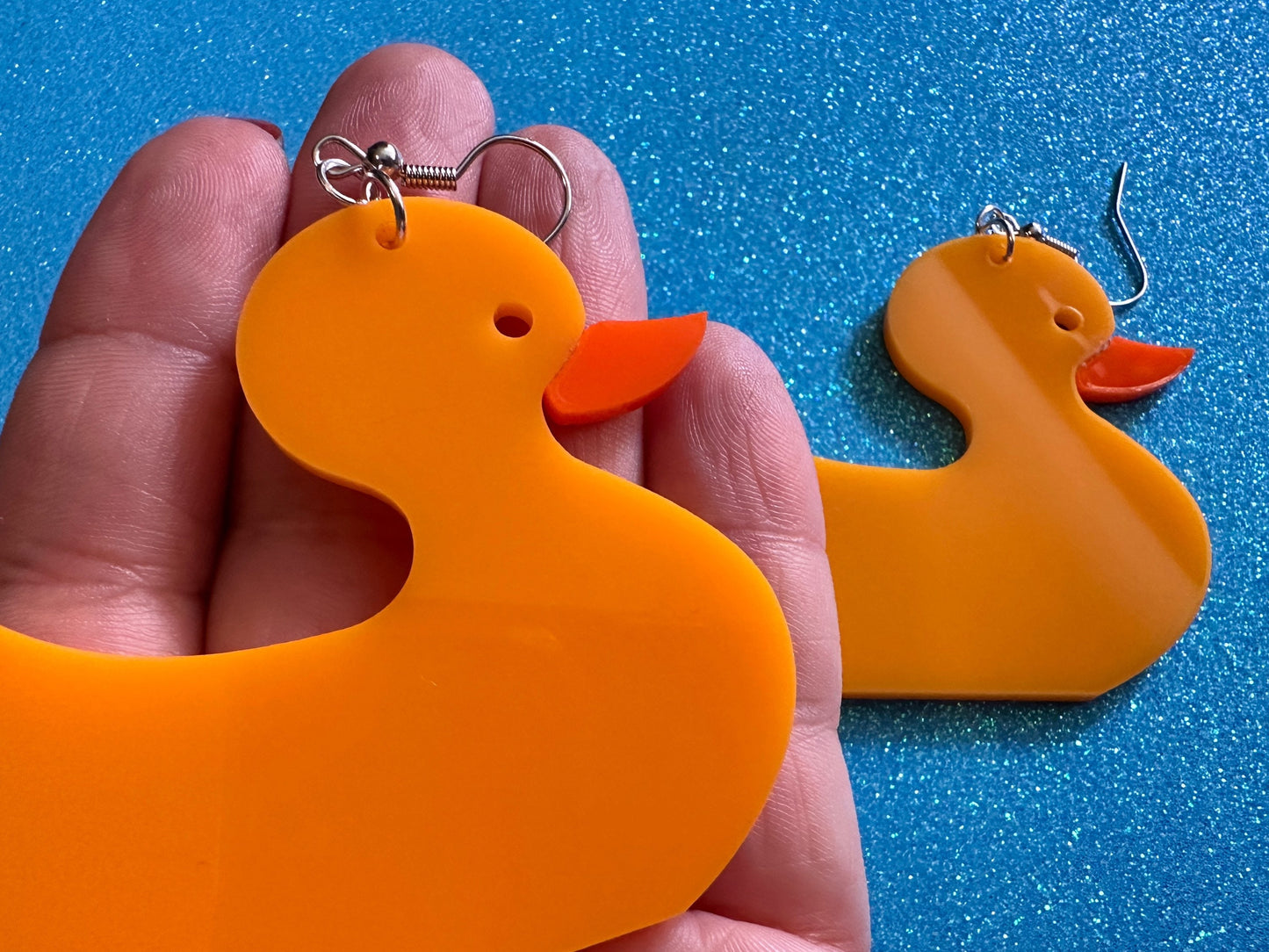 Large "Rubber Ducky" Earrings: Laser Cut Acrylic Ducks, Duck Earrings, Animals, Birds, Ducky, Duckies, Bath Time, Gifts for Her/Him/Them
