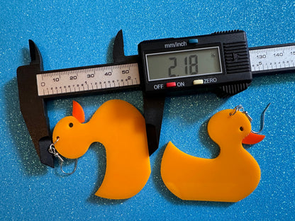 Large "Rubber Ducky" Earrings: Laser Cut Acrylic Ducks, Duck Earrings, Animals, Birds, Ducky, Duckies, Bath Time, Gifts for Her/Him/Them