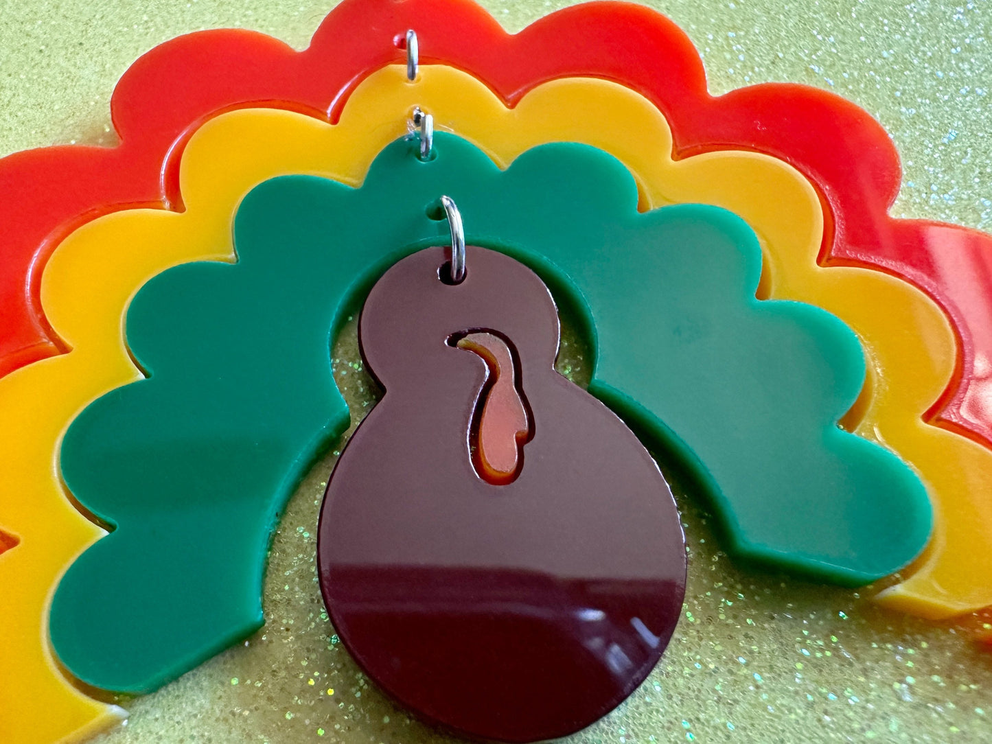 Large Turkey Earrings: Laser Cut Acrylic Turkeys, Thanksgiving, Holiday, Give Thanks, Family, Friendsgiving, Chicken, Gifts for Her/Him/Them