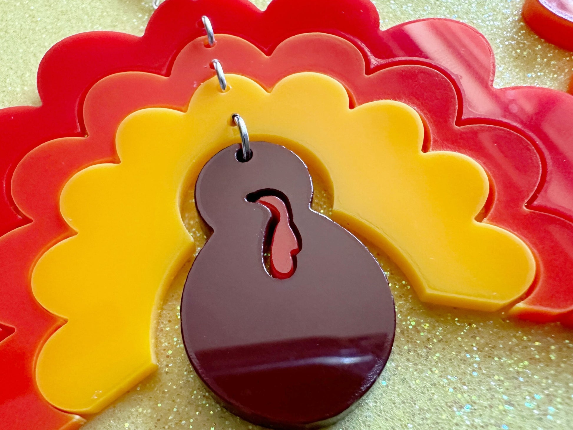 Large Turkey Earrings: Laser Cut Acrylic Turkeys, Thanksgiving, Holiday, Give Thanks, Family, Friendsgiving, Chicken, Gifts for Her/Him/Them