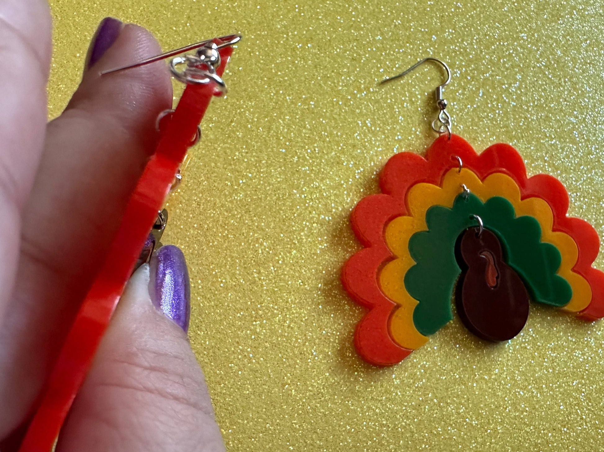 Large Turkey Earrings: Laser Cut Acrylic Turkeys, Thanksgiving, Holiday, Give Thanks, Family, Friendsgiving, Chicken, Gifts for Her/Him/Them