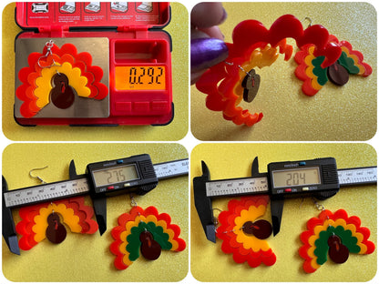 Large Turkey Earrings: Laser Cut Acrylic Turkeys, Thanksgiving, Holiday, Give Thanks, Family, Friendsgiving, Chicken, Gifts for Her/Him/Them