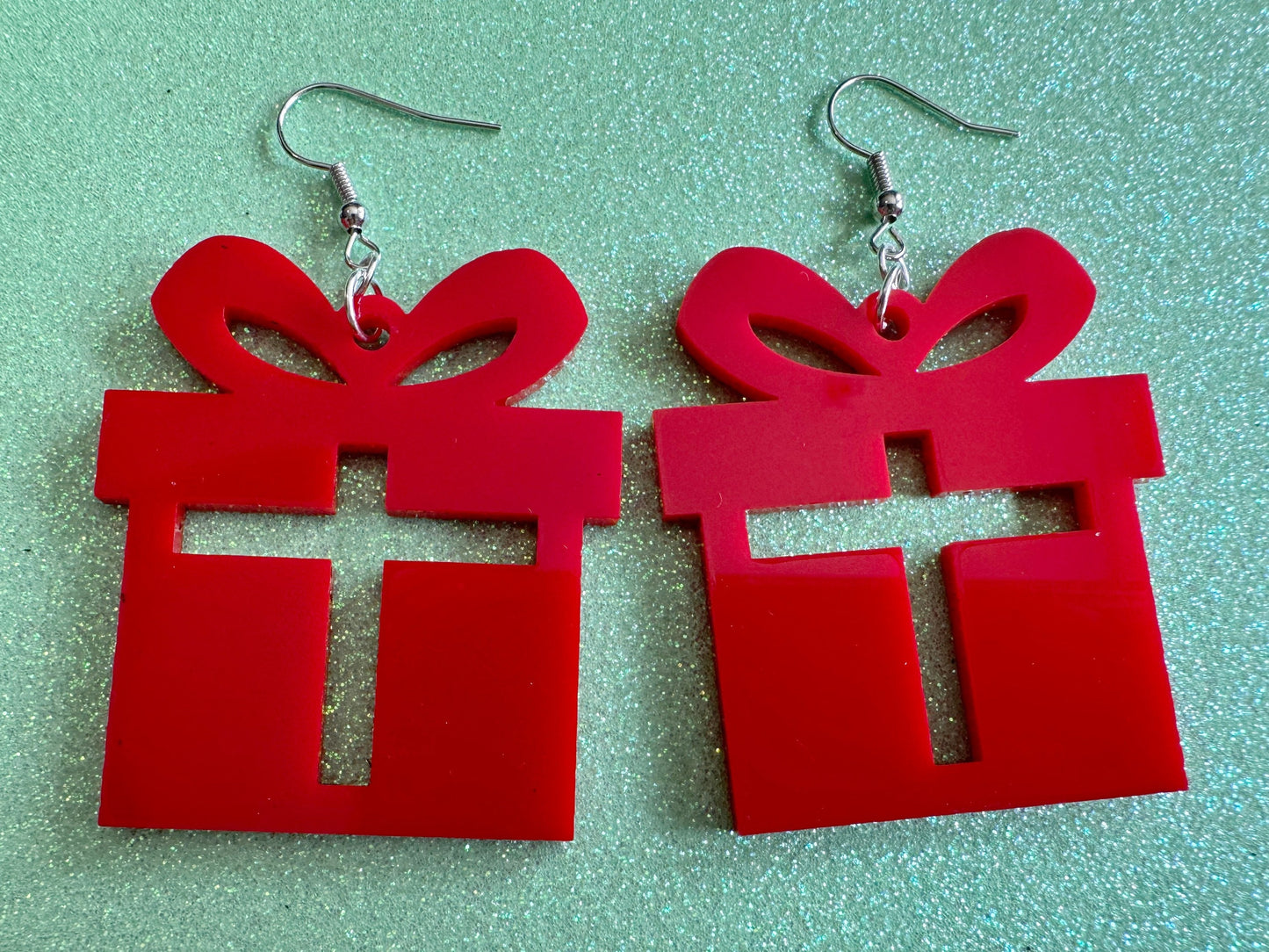 Laser Cut Acrylic Christmas Present Earrings