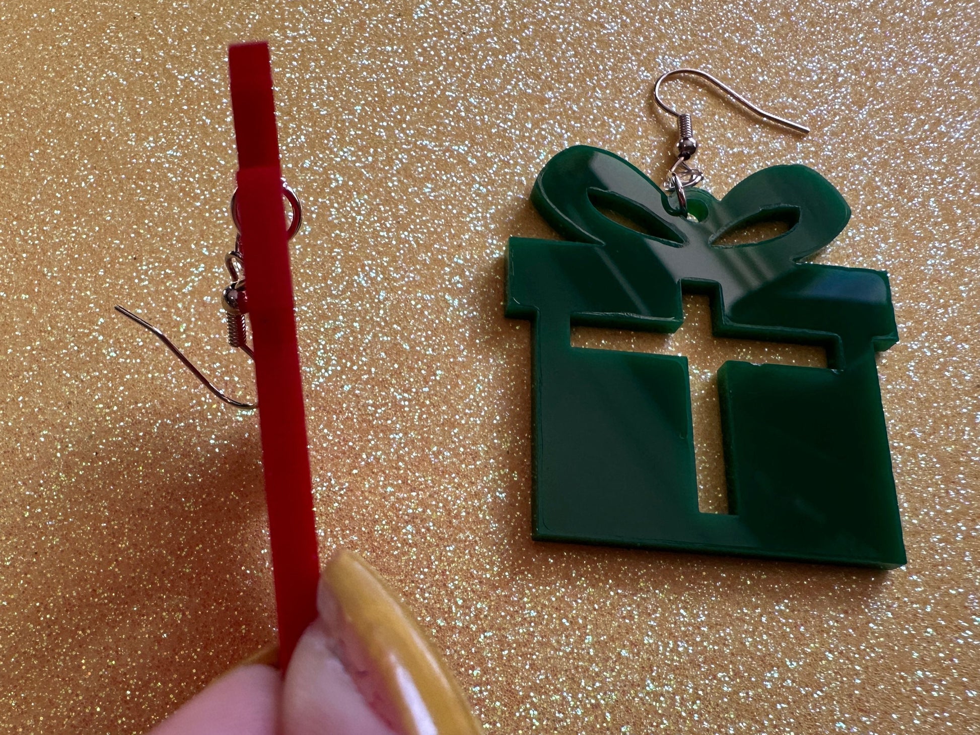 Laser Cut Acrylic Christmas Present Earrings