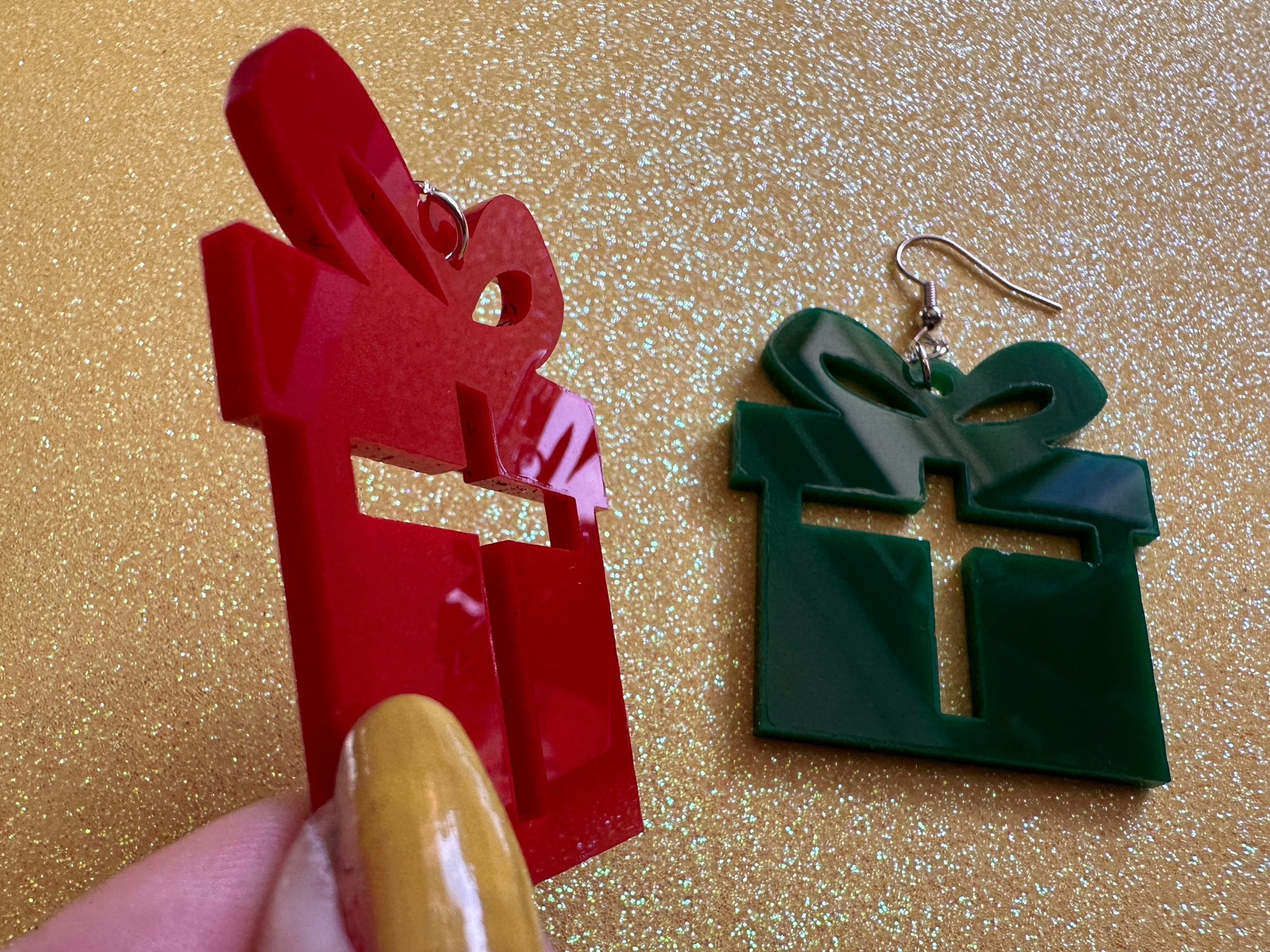 Laser Cut Acrylic Christmas Present Earrings