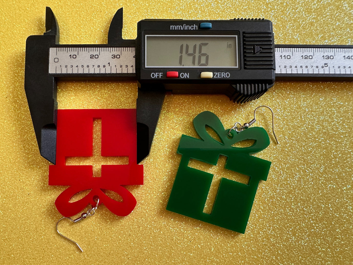 Laser Cut Acrylic Christmas Present Earrings