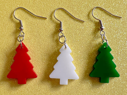 Laser Cut Acrylic Christmas Tree Earrings: Holiday Jewelry