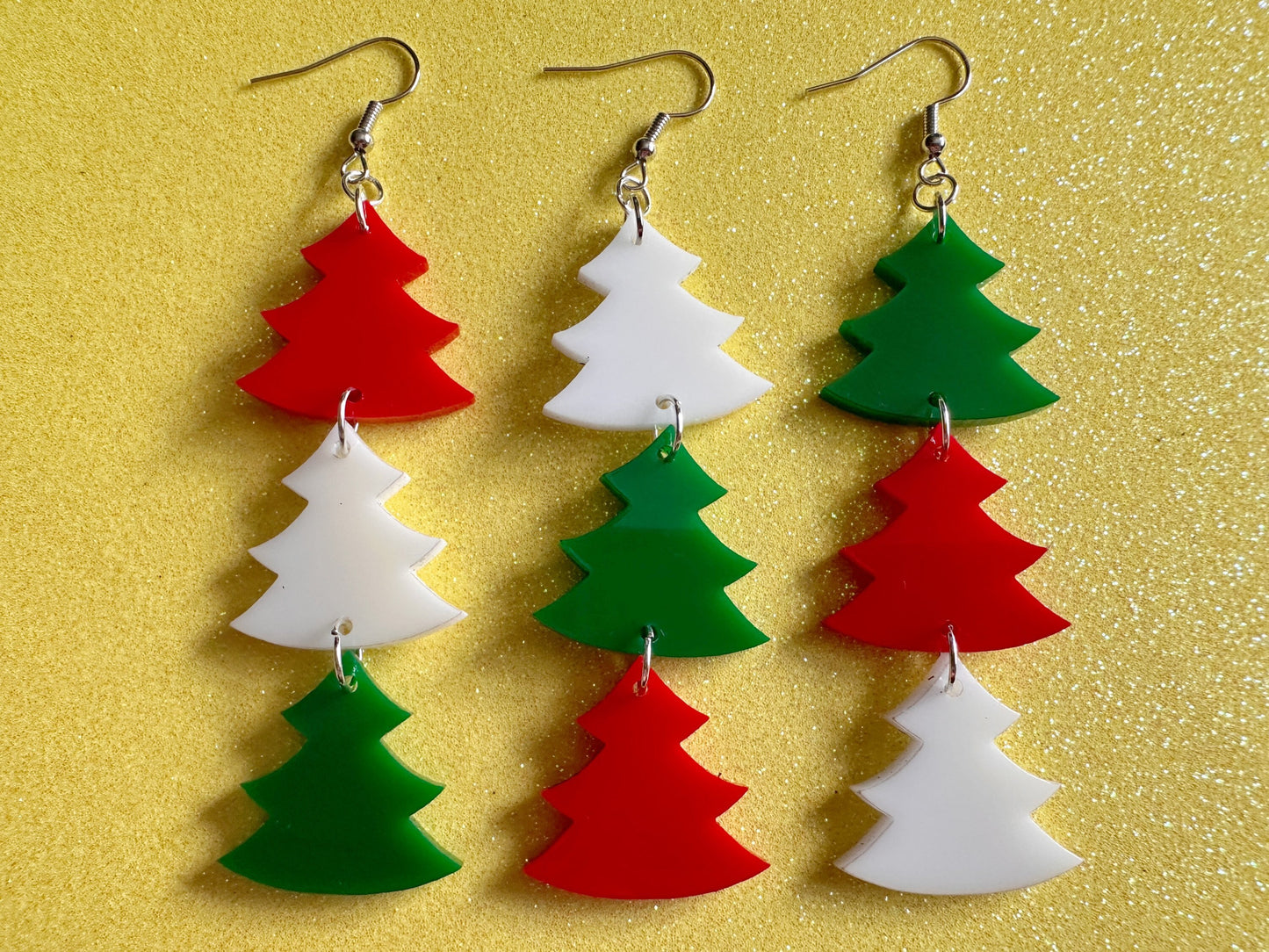 Laser Cut Acrylic Christmas Tree Earrings: Holiday Jewelry