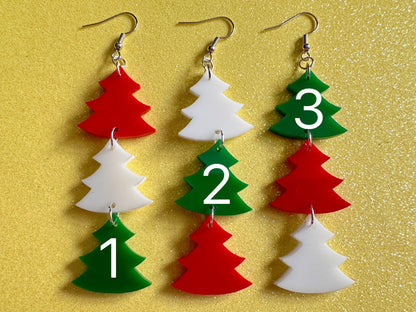 Laser Cut Acrylic Christmas Tree Earrings: Holiday Jewelry