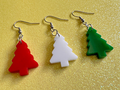 Laser Cut Acrylic Christmas Tree Earrings: Holiday Jewelry