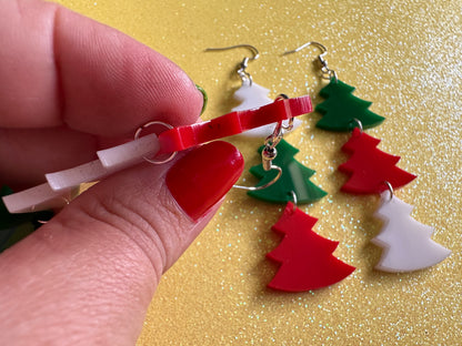 Laser Cut Acrylic Christmas Tree Earrings: Holiday Jewelry