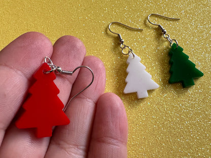 Laser Cut Acrylic Christmas Tree Earrings: Holiday Jewelry